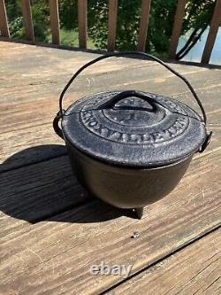 Antique L. H. Rogan & Co 3 Legged Cast Iron Dutch Oven with Lid #1 Knoxville, TN