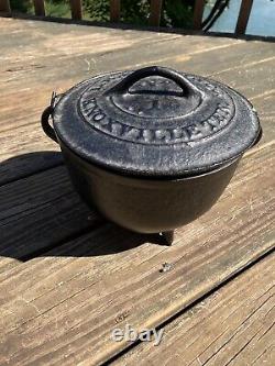 Antique L. H. Rogan & Co 3 Legged Cast Iron Dutch Oven with Lid #1 Knoxville, TN