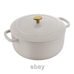 Bellamonte Cast Iron Dutch Oven with Lid 4.25-qt, Serves 4-4, Crema White