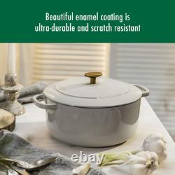 Bellamonte Cast Iron Dutch Oven with Lid 4.25-qt, Serves 4-4, Crema White