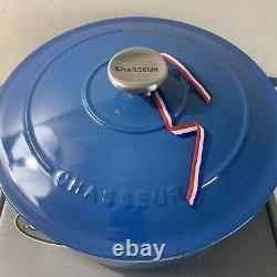 Blue Enameled Cast-Iron Round Dutch Oven 5.28 Qt Chasseur 26cm Casserole