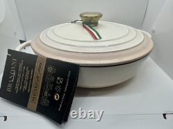 Brandani Italy Cast Iron 10 3qt Dutch Oven And Match 3qt Braiser White To Peach