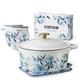 Carote 5qt Enameled Floral Cast Iron Dutch Oven Pot With Lid 5qt, Blue