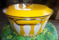 CATHRINEHOLM NORWAY ENAMELWARE YELLOW & WHITE LOTUS 16 HUGE DUTCH OVEN WithLID
