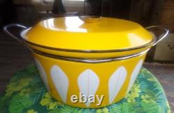 CATHRINEHOLM NORWAY ENAMELWARE YELLOW & WHITE LOTUS 16 HUGE DUTCH OVEN WithLID