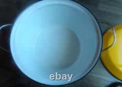 CATHRINEHOLM NORWAY ENAMELWARE YELLOW & WHITE LOTUS 16 HUGE DUTCH OVEN WithLID CATHRINEHOLM NORWAY ENAMELWARE YELLOW & WHITE LOTUS 16 HUGE DUTCH OVEN WithLID