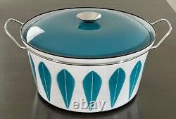 CATHRINEHOLM Norway LOTUS Huge 10 Quart Enamelware DUTCH OVEN Turquoise on White