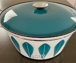 CATHRINEHOLM Norway LOTUS Huge 10 Quart Enamelware DUTCH OVEN Turquoise on White