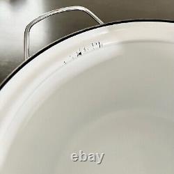 CATHRINEHOLM Norway LOTUS Huge 10 Quart Enamelware DUTCH OVEN Turquoise on White