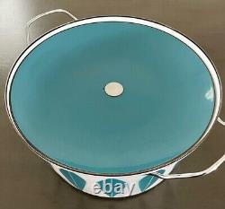 CATHRINEHOLM Norway LOTUS Huge 10 Quart Enamelware DUTCH OVEN Turquoise on White