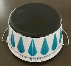 CATHRINEHOLM Norway LOTUS Huge 10 Quart Enamelware DUTCH OVEN Turquoise on White