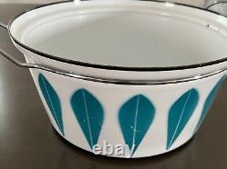 CATHRINEHOLM Norway LOTUS Huge 10 Quart Enamelware DUTCH OVEN Turquoise on White