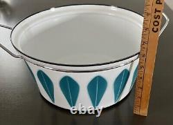 CATHRINEHOLM Norway LOTUS Huge 10 Quart Enamelware DUTCH OVEN Turquoise on White