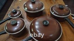 CLUB ALUMINUM COOKWARE 10 PC. SET OF POTS PANS DUTCH OVEN WithLIDS BROWN