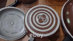 CLUB ALUMINUM COOKWARE 10 PC. SET OF POTS PANS DUTCH OVEN WithLIDS BROWN