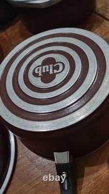 CLUB ALUMINUM COOKWARE 10 PC. SET OF POTS PANS DUTCH OVEN WithLIDS BROWN