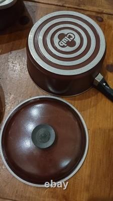 CLUB ALUMINUM COOKWARE 10 PC. SET OF POTS PANS DUTCH OVEN WithLIDS BROWN