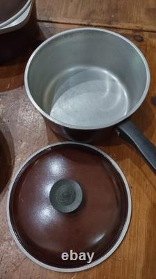 CLUB ALUMINUM COOKWARE 10 PC. SET OF POTS PANS DUTCH OVEN WithLIDS BROWN
