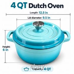 COOLIZA 4 qt. Round Enameled Cast Iron Dutch Oven with Lid