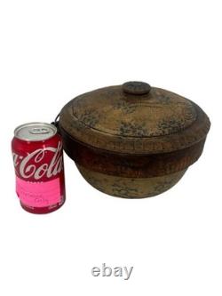 C. 1905 McCoy Dutch Cooking Ware Spongeware Bean Pot Dutch Oven Blue Lined withLid