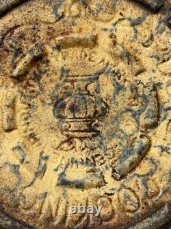 C. 1905 McCoy Dutch Cooking Ware Spongeware Bean Pot Dutch Oven Blue Lined withLid