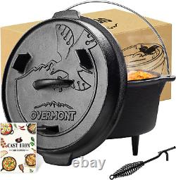 Camp Dutch Oven Pre Seasoned Cast Iron Lid Also a Skillet Casserole Pot with Lid