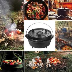 Camp Dutch Oven Pre Seasoned Cast Iron Lid Also a Skillet Casserole Pot with Lid