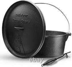 Camping Dutch Oven, 12 Qt Pre-Seasoned Camping Cookware Pot with Lid Lid Lifter