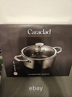 Caraclad/hex Ellevated Hex Nonstick Stainless/Aluminum 4qt Dutch Oven /glass Lid