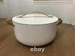 Caraway Dutch Oven Ceramic Non-stick 6.5 Qt Iconic Series White & Gold WithLid-HTF