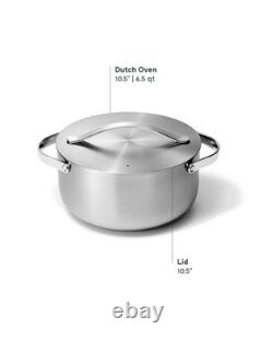 Caraway Stainless Steel Dutch Oven (6.5 Qt) withLid 5-Ply Stainless Steel