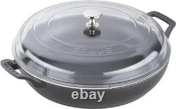 Cast Iron Braiser with Glass Lid, Dutch Oven, 3.5-Quart, Serves 3-4, Made in Fra
