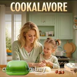 Cast Iron Bread Oven with Lid, 6QT Dutch Oven & Baking Mat Green