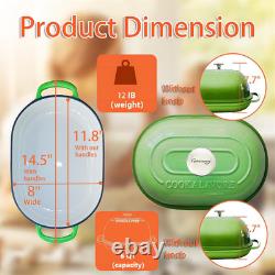 Cast Iron Bread Oven with Lid, 6QT Dutch Oven & Baking Mat Green