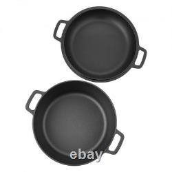 Cast Iron Dutch Oven, 2-in-1 Pre-Seasoned Pot with Skillet Lid, 5QT Cookware Pan