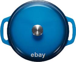 Cast Iron Dutch Oven Pot with Lid, Enameled, Round, Dual Handles, Heavy-Duty, La