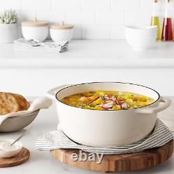 Cast Iron Dutch Oven Pot with Lid, Enameled, Round, Dual Handles, Heavy-Duty, La