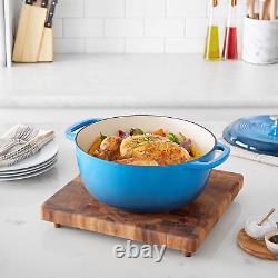 Cast Iron Dutch Oven Pot with Lid, Enameled, Round, Dual Handles, Heavy-Duty, La