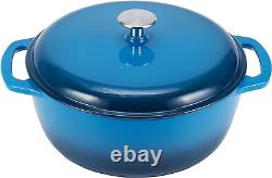Cast Iron Dutch Oven Pot with Lid, Enameled, Round, Dual Handles, Heavy-Duty, La