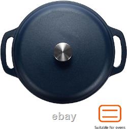 Cast Iron Dutch Oven Pot with Lid, Enameled, Round, Dual Handles, Heavy-Duty, Me