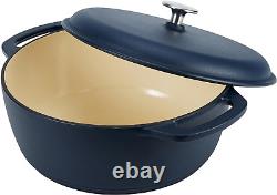 Cast Iron Dutch Oven Pot with Lid, Enameled, Round, Dual Handles, Heavy-Duty, Me