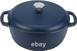 Cast Iron Dutch Oven Pot with Lid, Enameled, Round, Dual Handles, Heavy-Duty, Me
