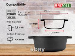 Cast Iron Dutch Oven Pot with Skillet Lid Casserole Cookware 6L