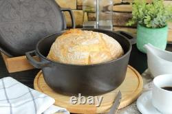 Cast Iron Dutch Oven Pot with Skillet Lid Casserole Cookware 6L