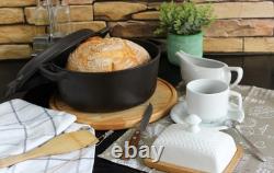 Cast Iron Dutch Oven Pot with Skillet Lid Casserole Cookware 6L