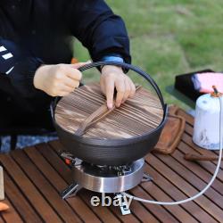 Cast Iron Dutch Oven Sturdy with Wood Lid with Handle Camping Cookware