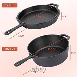 Cast Iron Dutch Oven with dual use Skillet lid for Oven, Induction, Electric, Gr