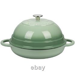 Cast Iron Enameled Dutch Oven Pot with Lid for Bread Baking 6 Quart Green