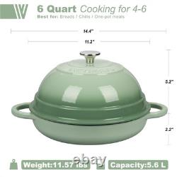 Cast Iron Enameled Dutch Oven Pot with Lid for Bread Baking 6 Quart Green Cast Iron Enameled Dutch Oven Pot with Lid for Bread Baking 6 Quart Green