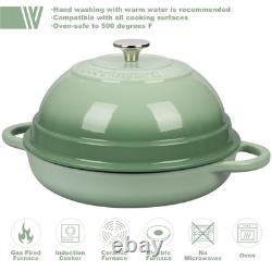 Cast Iron Enameled Dutch Oven Pot with Lid for Bread Baking 6 Quart Green